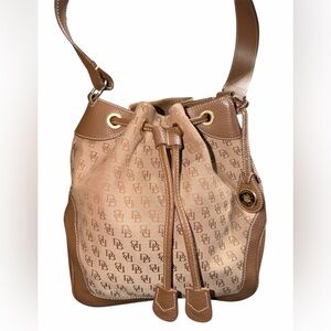 Dooney & Bourke vintage Brown Monogram Shoulder bucket bag with bag charm